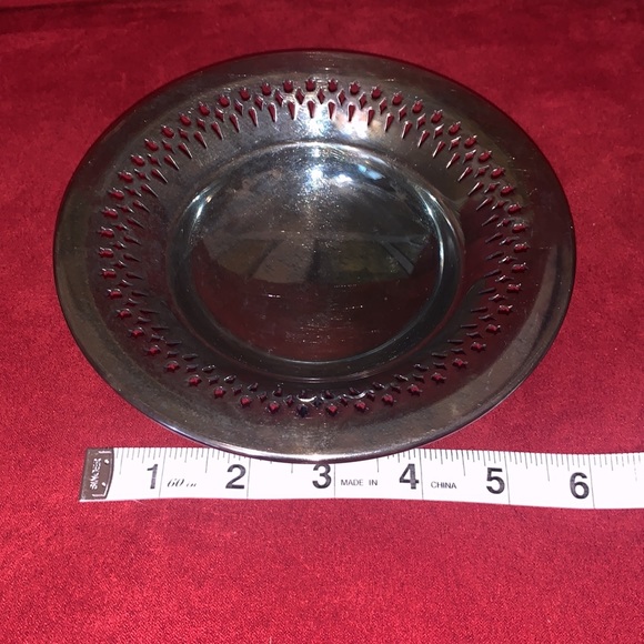 Vintage Footed Dish 91 EPCA Bristol Silver By Poole Floral Pierced - Picture 6 of 7